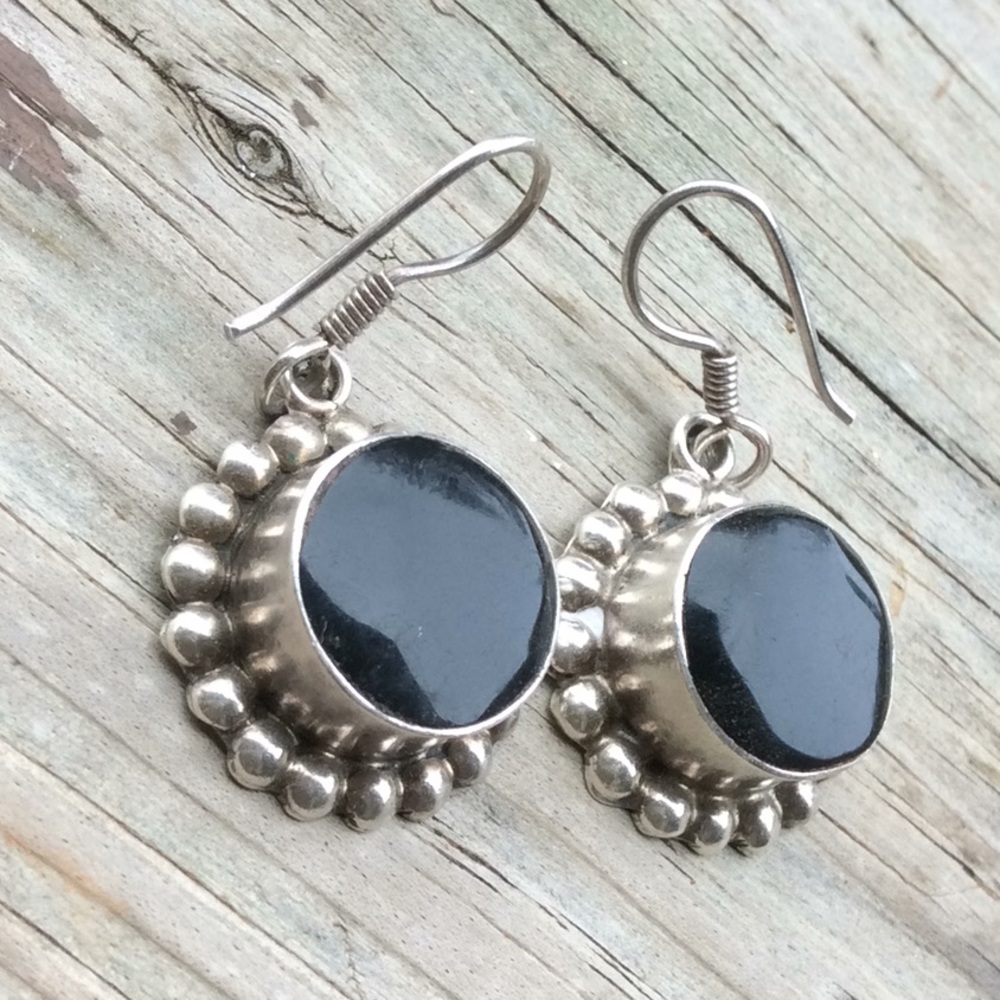 Black Onyx Sterling Silver Earrings
